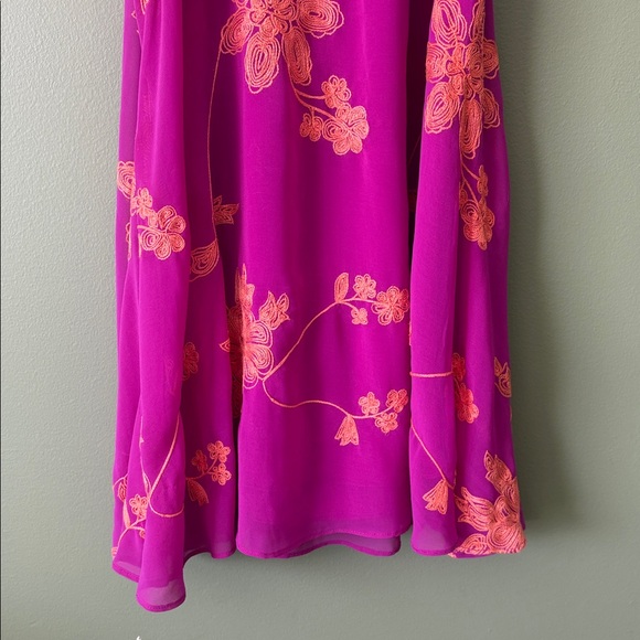 Gianni Bini Fuschia Orange Floral Embroidered Shift Dress Sz S - Picture 9 of 9